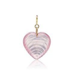 Rose Quartz Ripple Heart Charm