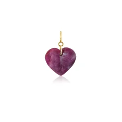 Ruby & Pink Opal Mini Split Heart Charm Pair