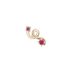 Ruby and Pink Sapphire Mini Loop Stud in Yellow Gold