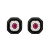 Ruby and White Diamond Oui Studs in White Gold
