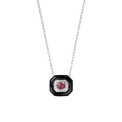 Ruby and White Diamond Oui Necklace in White Gold
