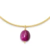 Ruby Snakeseed Pendant in Yellow Gold