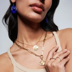 Sara Chain Long Oval Link Necklace in Yellow Gold