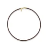 Scúba Cord Necklace in Brown Leather and Yellow Gold