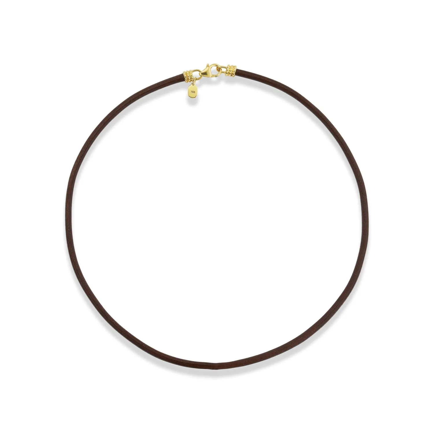 Scúba Cord Necklace in Brown Leather and Yellow Gold