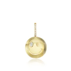 Small Citrine and Diamond Smiley Face Charm