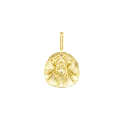 Spider Medal Charm in Yellow Gold