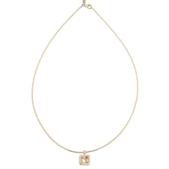 Square Cut Rock Crystal Pendant Necklace in Yellow Gold