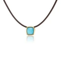 Suglarloaf Turquoise Scuba Choker in Black Leather and Yellow Gold