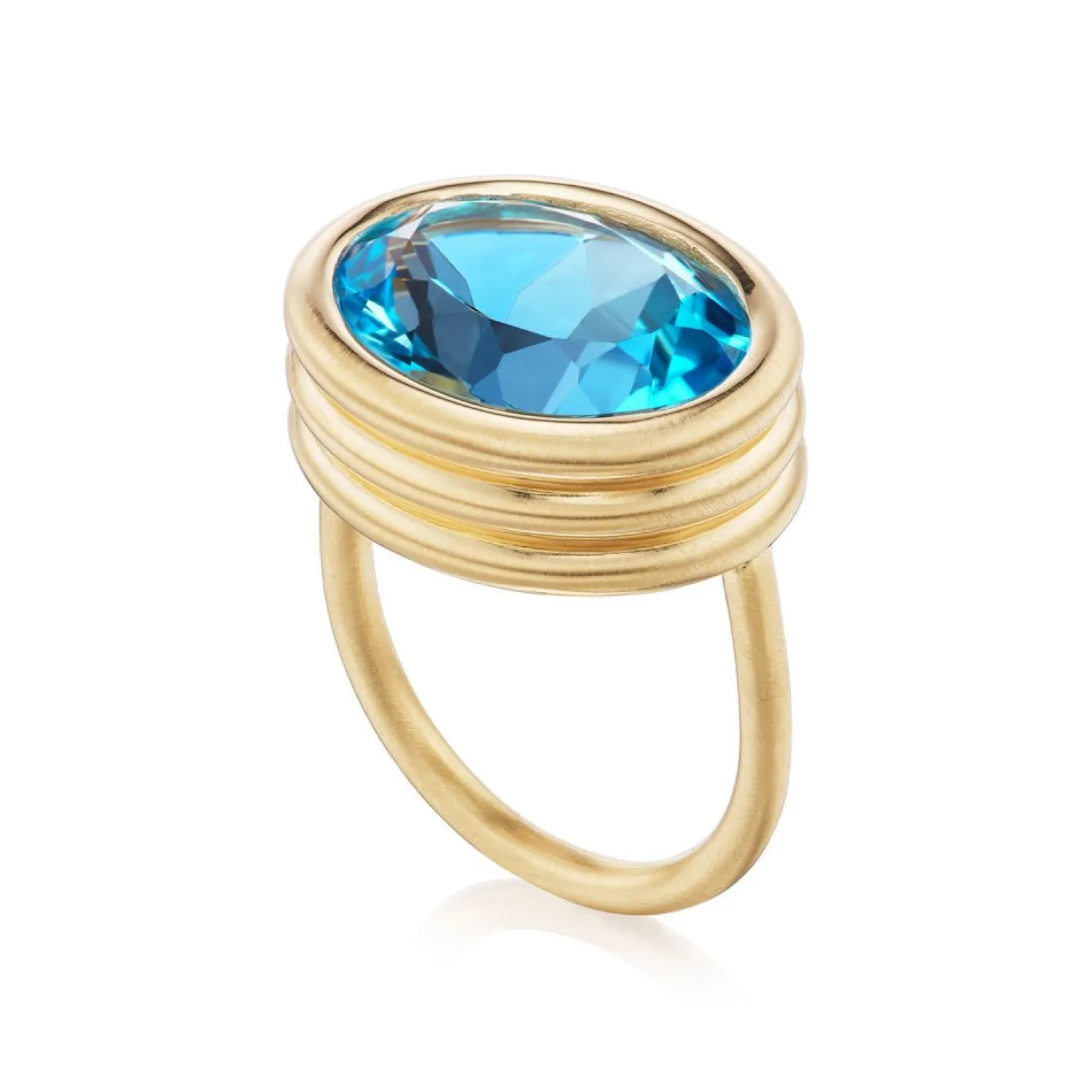 Swiss Blue Topaz Scuba Ring in Yellow Gold