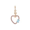 Taupe Enamel Twisted Heart Charm with Blue Topaz