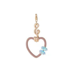 Taupe Enamel Twisted Heart Charm with Blue Topaz