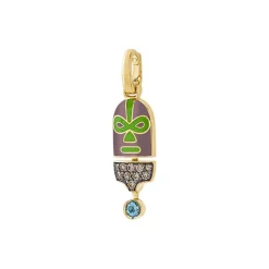 The Destroyer Sees Green Luchadores Pendant with Brown Diamonds in Yellow Gold