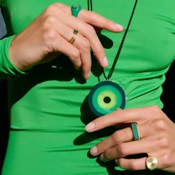 Tsavorite Ora Silk Cushion Shaped Signet Ring in Yellow Gold
