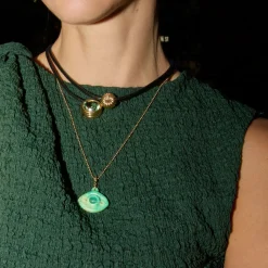 Turquoise and Chrysoprase Eye Charm