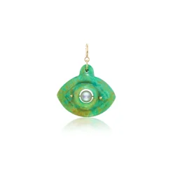 Turquoise and White Pearl Eye Charm