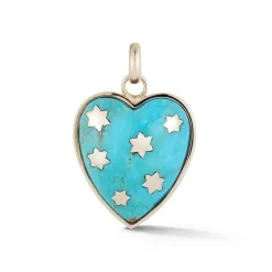 Turquoise Anna Heart Charm in Yellow Gold