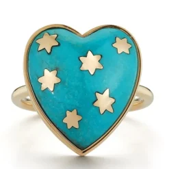 Turquoise Anna Heart Ring in Yellow Gold
