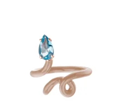 Warm Taupe and Topaz Baby Tendril Vine RIng