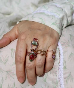 Watermelon Tourmaline Pushpavati Stag Beetle Ring in Rose Gold