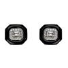 White Diamond and Black Enamel Oui Stud Earrings in White Gold