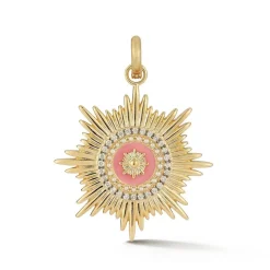 White Diamond and Enamel Vale Charm in Yellow Gold