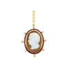 White Diamond and Ruby Precious Cameo Charm in Yellow Gold