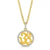 White Diamond and Yellow Gold Cutout OM Pendant