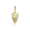 White Diamond and Yellow Gold Skull Charm