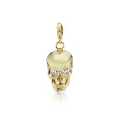 White Diamond and Yellow Gold Skull Charm