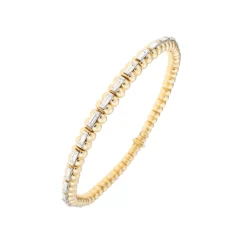 White Diamond Baguette Spectrum Bracelet in Yellow Gold
