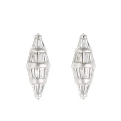 White Diamond Baguette Spectrum Revisited Large Stud in White Gold