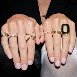 White Diamond Boa Snake Ring in Yellow Gold