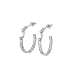 White Diamond Eternity Tuxedo Hoop Earrings in White gold