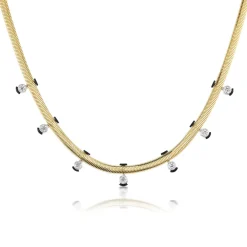 White Diamond Feelings Seven Stone Necklace in Yellow Gold