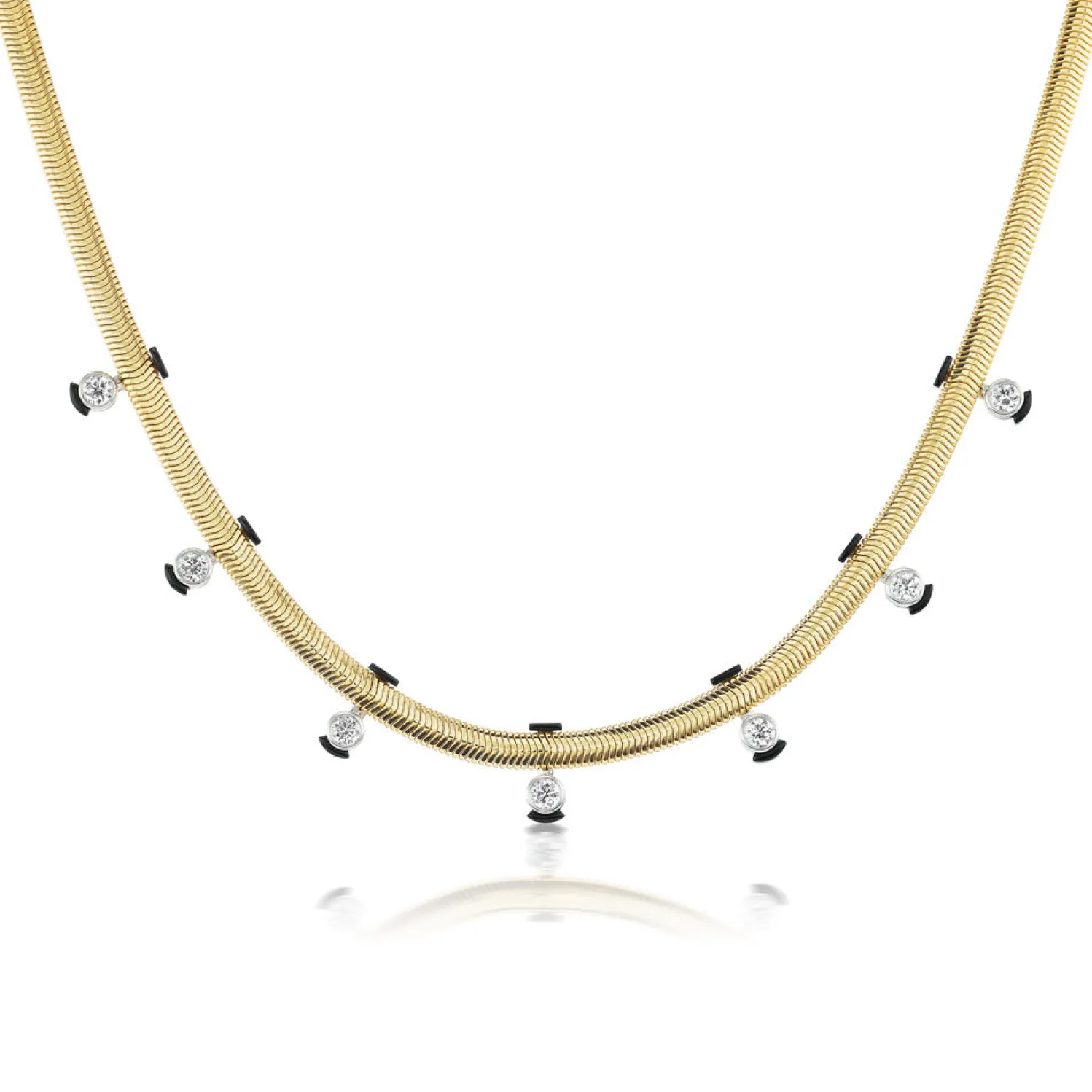White Diamond Feelings Seven Stone Necklace in Yellow Gold