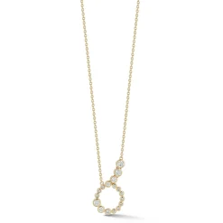 White Diamond Halo Necklace in Yellow Gold