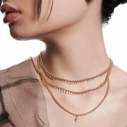 White Diamond Kin Necklace in Yellow Gold