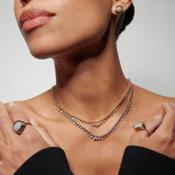 White Diamond Kin Necklace in Yellow Gold