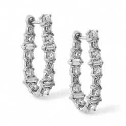 White Diamond Large Rivulet Hoops in White Gold