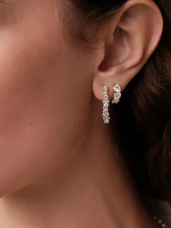 White Diamond Large Rivulet Hoops in White Gold
