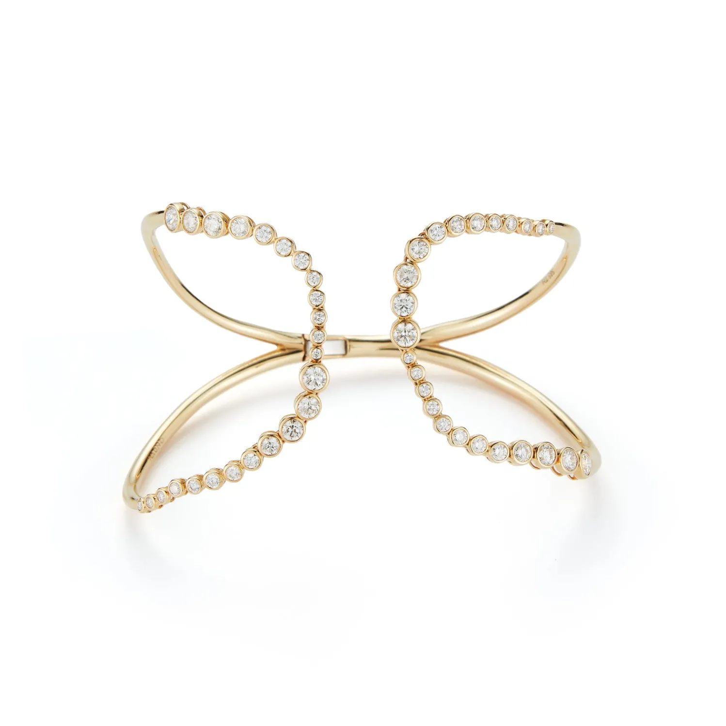 White Diamond Magisterial Cuff in Yellow Gold