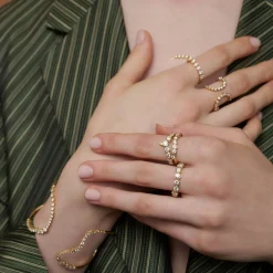 White Diamond Magisterial Cuff in Yellow Gold