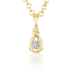 White Diamond Mini Boa Charm in Yellow Gold