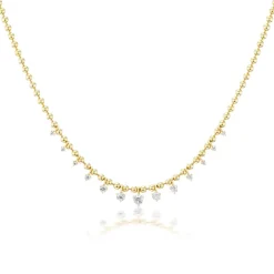 White Diamond Mini Kin Necklace in Yellow Gold