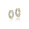 White Diamond Pavé Arco Hoop Earrings in Yellow Gold