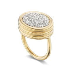 White Diamond Pavé Scuba Ring in Yellow Gold