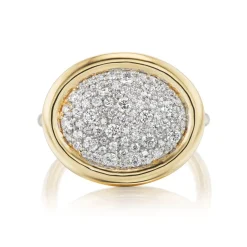 White Diamond Pavé Scuba Ring in Yellow Gold
