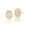 White Diamond Pavé Scuba Stud Earrings in Yellow Gold