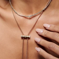 White Diamond Rainsun Heart Necklace in Yellow Gold